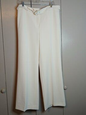 White House Black Market Wide Leg 10R White Belted Slacks (0809N1)